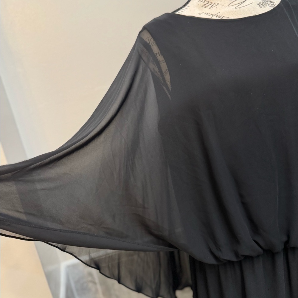 Xscape Black Drape Top Beaded Plus Size Evening Dress 16W - Picture 2 of 8